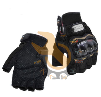 Pro Biker Motorcycle Riding Hand Gloves Half Finger - Black