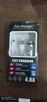Fast Car Charger, 4.8A Duel USB Fast Charging Car Charger Socket for All USB Supported Smartphones and Tab with a Cable