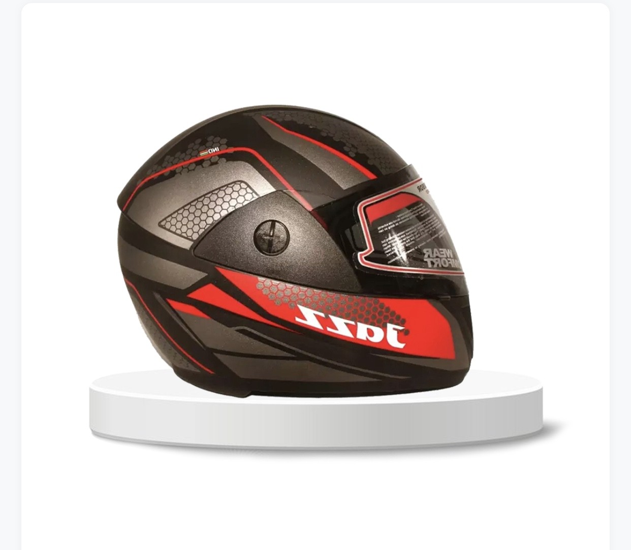 GLIDER Jazz D7 Full Face Helmet -Matt Black Red With Silver (580mm)