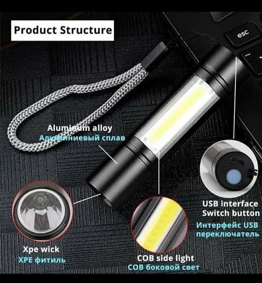 Geepas GP-007 Cob Light Rechargeable Mini Torch Light