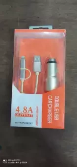 Fast Car Charger, 4.8A Duel USB Fast Charging Car Charger Socket for All USB Supported Smartphones and Tab with a Cable