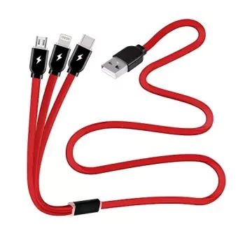 3 in 1 USB Fast Charger Cable for Android, IOS and Type C – Red