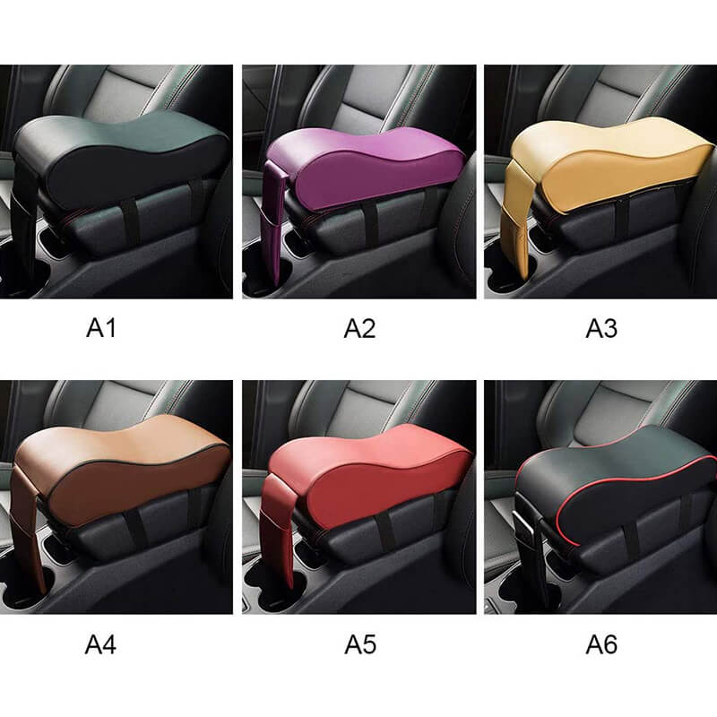 Car Armrest Cushion, Memory Foam Car Armrest Pad, Auto Center Console Armrest Pillow with Phone Holder Storage Bag Universal Fit for Most Car