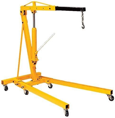 Folding 2 Ton Engine Hoist Shop Crane Engine Crane with Dual Pump Pistons for Lifting Almost Any Engine to Moving Transmission.