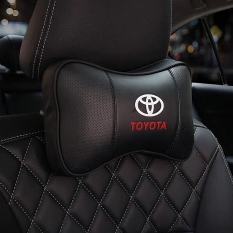 Car Pillow Leather Cotton Breathable Headrest Neck Rest Mat For Toyota Logo