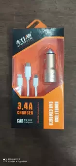 Charger, 3.4A Duel USB Fast Charging Car Charger Socket for All USB Supported Smartphones and Tab with a Cable